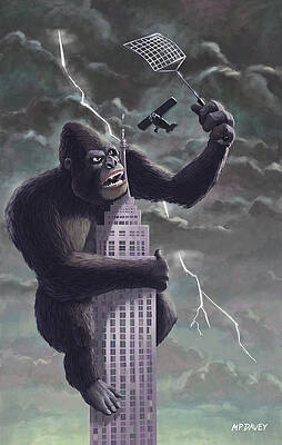 Wall Art - Painting - King Kong Plane Swatter by Martin Davey
