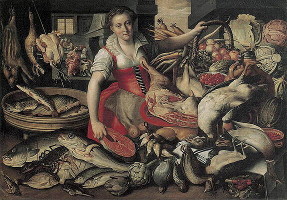 Joachim Beuckelaer, Kitchen maid with Christ in the house of Martha and