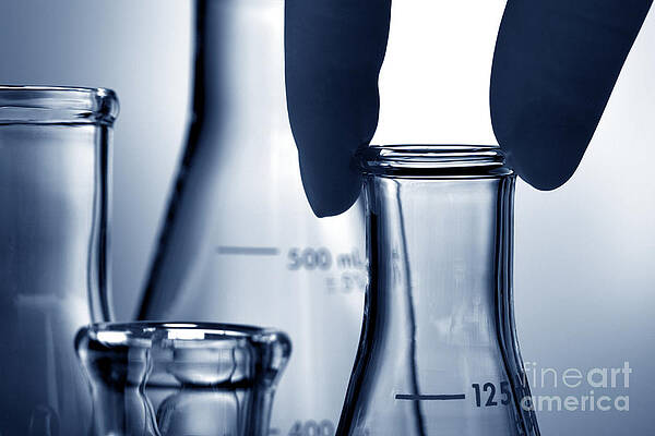 Wall Art - Photograph - Laboratory Erlenmeyer Flasks in Science Research Lab by Science Research Lab