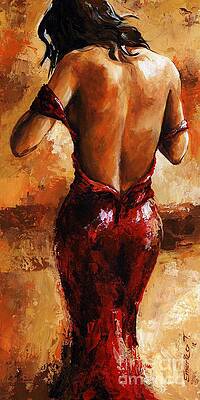 Wall Art - Painting - Lady in Red /24 by Emerico Imre Toth