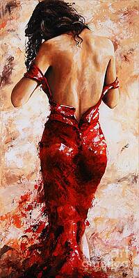 Wall Art - Painting - Lady in Red #24 large  by Emerico Imre Toth