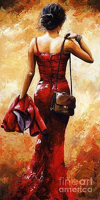 Wall Art - Painting - Lady in Red #25 by Emerico Imre Toth