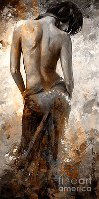 Wall Art - Painting - Lady in Red #27 digital colored Rust by Emerico Imre Toth