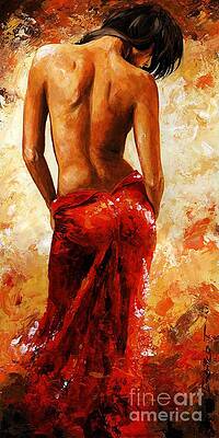 Wall Art - Painting - Lady in red 27 by Emerico Imre Toth