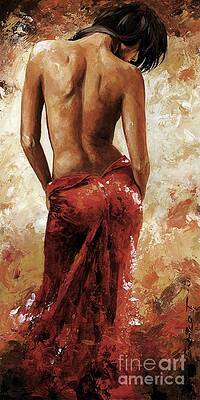 Wall Art - Painting - Lady in red 27 soft color by Emerico Imre Toth