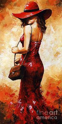 Wall Art - Painting - Lady in red  30 by Emerico Imre Toth