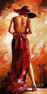 Wall Art - Painting - Lady in red  39 by Emerico Imre Toth