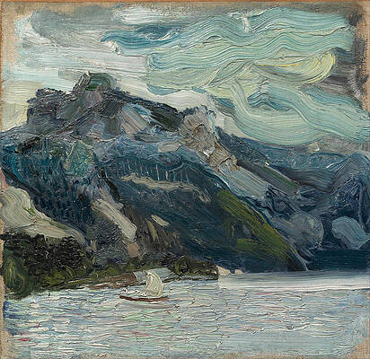 Lake Traun with Mountain Sleeping Greek Woman Print by Richard Gerstl