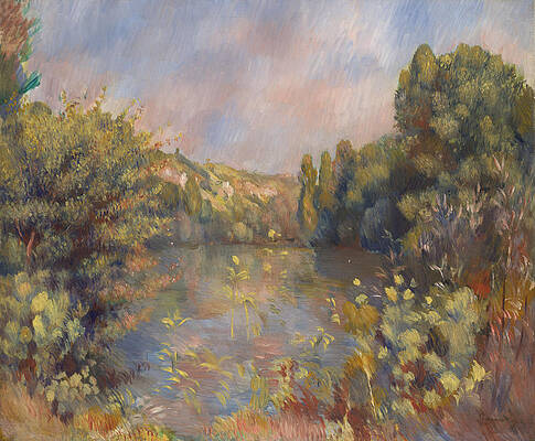 Lakeside Landscape Print by Pierre-Auguste Renoir