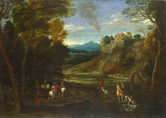 Featured Art - Landscape with a Hunting Party by Giovanni Battista Viola