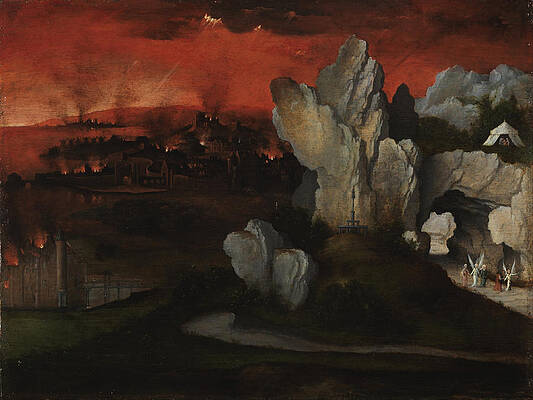 Landscape with the Destruction of Sodom and Gomorrah Print by Joachim Patinir