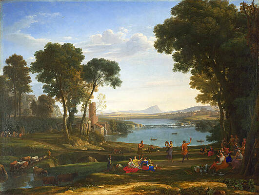 Landscape With The Marriage Of Isaac And Rebecca Print by Claude Lorrain
