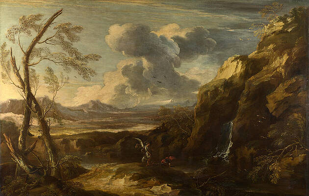 Landscape with Tobias and the Angel Print by Salvator Rosa