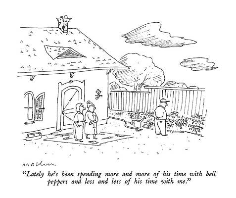 Wall Art - Drawing - Lately He's Been Spending More And More by Michael Maslin