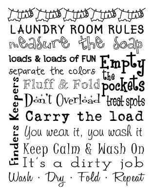 Wall Art - Digital Art - Laundry Room Rules Poster by Jaime Friedman