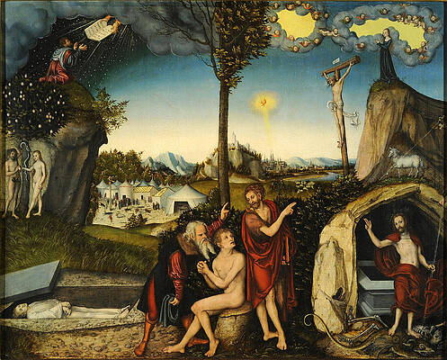 Law and Gospel. Damnation and Salvation Print by Lucas Cranach the Elder