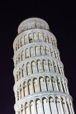 Leaning Tower Of Pisa At Night Print by Allan Baxter