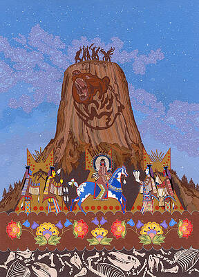 Wall Art - Painting - Legend of Bear's Tipi by Chholing Taha
