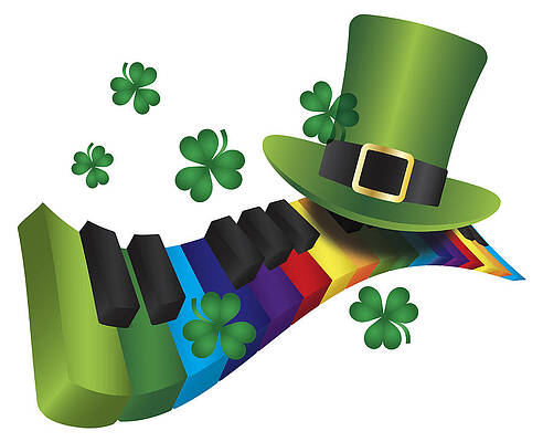 Wall Art - Photograph - Leprechaun Hat with Rainbow Color Piano Keyboard by Jit Lim