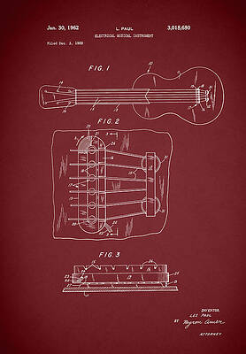 Wall Art - Photograph - Les Paul Guitar Patent 1962 by Mark Rogan