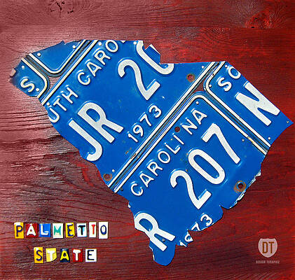Wall Art - Mixed Media - License Plate Map of South Carolina by Design Turnpike by Design Turnpike