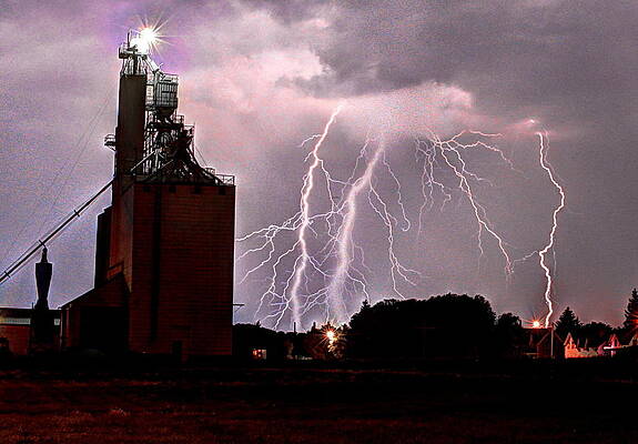 Wall Art - Photograph - Lightening strikes over Elevator by David Matthews