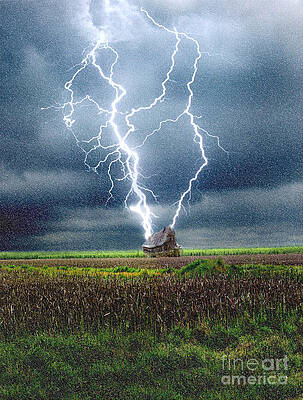 Wall Art - Photograph - Lightning Striking A House by Mike Agliolo