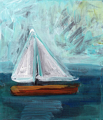 Wall Art - Painting - Little Sailboat- Expressionist Painting by Linda Woods