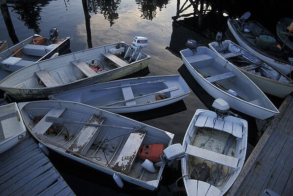Wall Art - Photograph - Lobstering Skiffs At Dock by Chris Pinchbeck