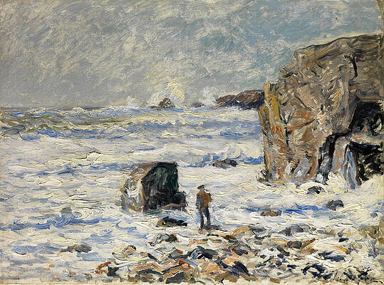 Lonely man on Breton coast Print by Maxime Maufra