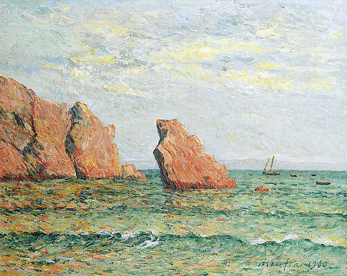 Lonely Rock at Morgat Print by Maxime Maufra