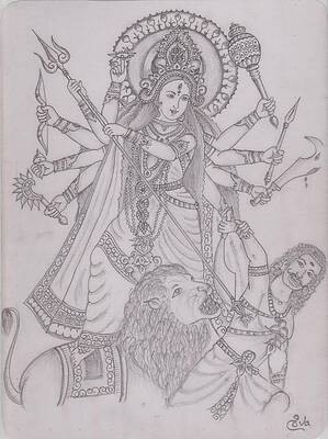 Featured image of post Artistic Durga Maa Drawing Widest collection of durga mata paintings