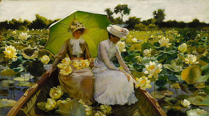 Charles Courtney Curran Art - Lotus Lilies by Charles Courtney Curran