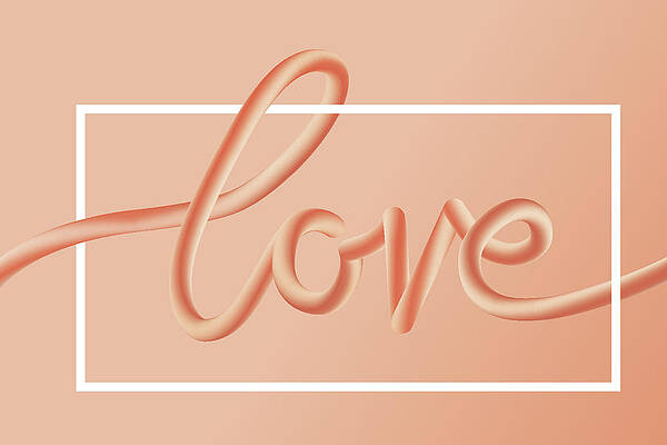 Wall Art - Digital Art - Love Text Lettering In Red Color by Apagafonova
