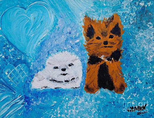  Painting - Loving Maltese and Yorkie by Jennifer Allen