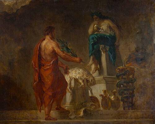 Wall Art - Painting - Lycurgus Consulting the Pythia by Eugene Delacroix