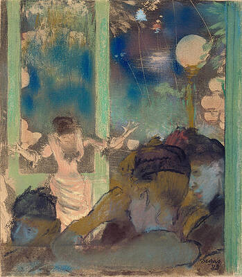 Mademoiselle Becat at the Cafe des Ambassadeurs Print by Edgar Degas