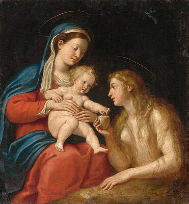 Madonna and Child with Mary Magdalene Print by Francesco Albani