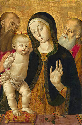 Madonna and Child with Two Hermit Saints Print by Bernardino Fungai