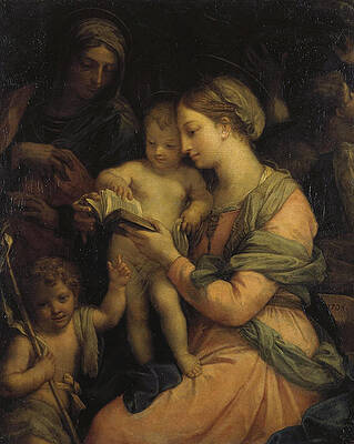 Madonna Teaching the Infant Christ Reading Print by Carlo Maratta