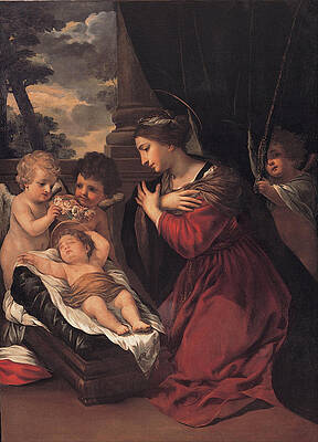 Madonna with the Child and angels Print by Pietro da Cortona