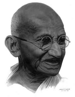 Wall Art - Drawing - Mahatma Gandhi by Marvin Lee