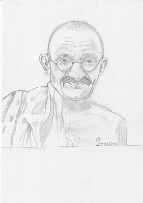 Wall Art - Drawing - Mahatma Gandhi by J Elangovan