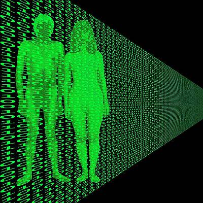 Wall Art - Photograph - Male And Female With Binary Code by Science Photo Library