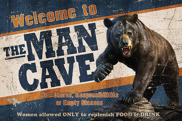 Wall Art - Painting - Man Cave Balck Bear by JQ Licensing