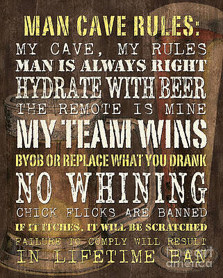 Wall Art - Painting - Man Cave Rules 2 by Debbie DeWitt