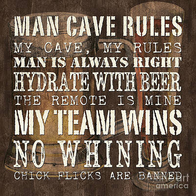 Wall Art - Painting - Man Cave Rules Square by Debbie DeWitt