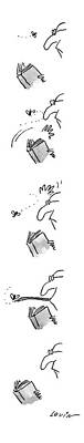 Wall Art - Drawing - Man Eating Fly While Reading by Arnie Levin
