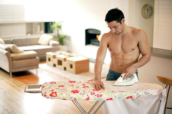 Wall Art - Photograph - Man Ironing by Science Photo Library