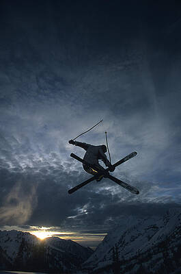Wall Art - Photograph - Man Jumping On Skis, Utah by Adam Clark